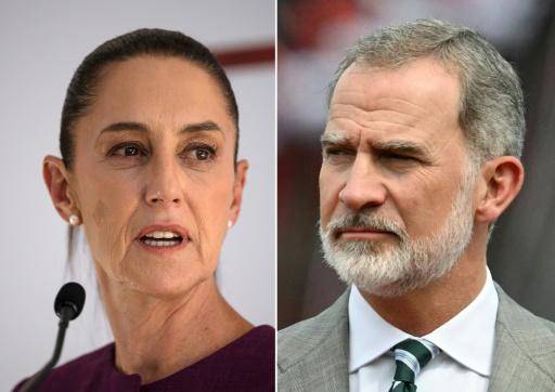 Sendas fotografías de la presidenta mexicana, Claudia Sheinbaum, y del rey de España, Felipe VI, tomadas el 11 de junio de 2024 en Ciudad de México y el 31 de mayo de 2024 en San Salvador, respectivamente