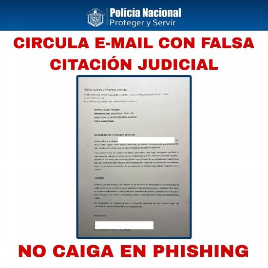 Alertan sobre la circulación de falsa citación judicial emitida vía e-mail