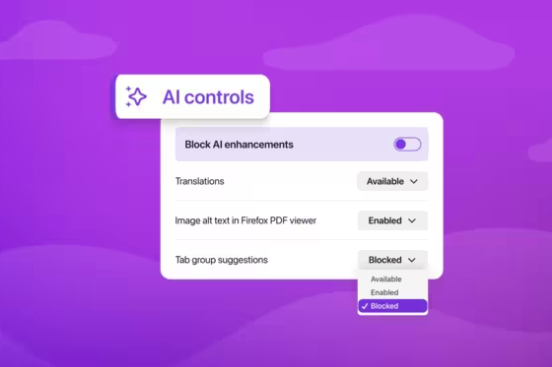 Interruptor para las herramientas de IA en Firefox.