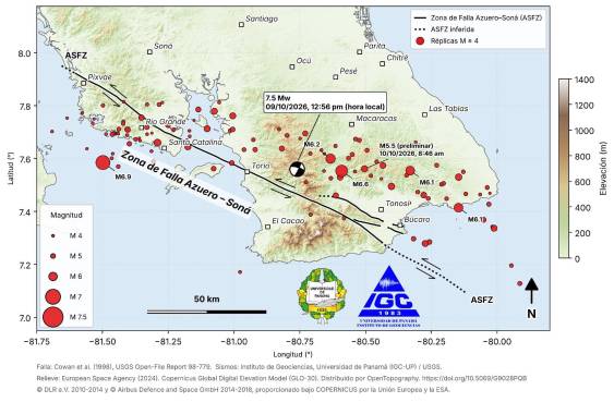 El Instituto de Geociencias registra 135 réplicas tras el sismo de magnitud 7.5 en Azuero.