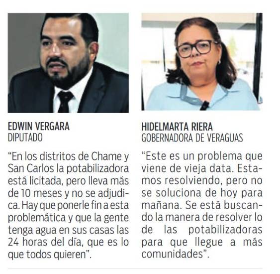 $!El servicio de agua potable presiona agenda del IDAAN