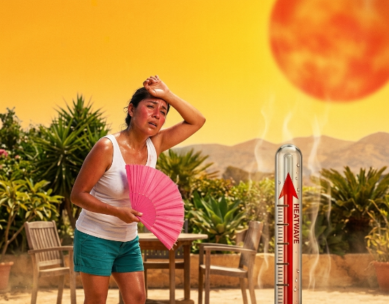 Generada con IA | Una mujer en la playa expuesta al sol.