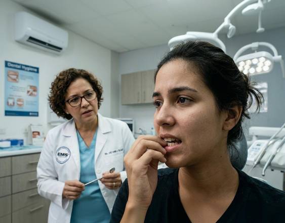 IA | Una mujer en una evaluación Odontológica con la especialista.