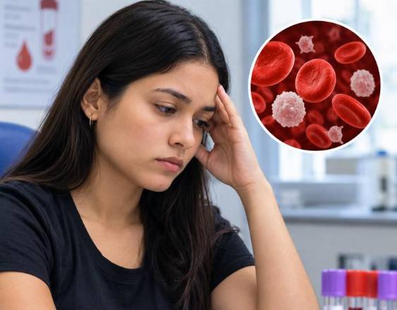 Generada por IA | Una mujer joven preocupada en una clínica.
