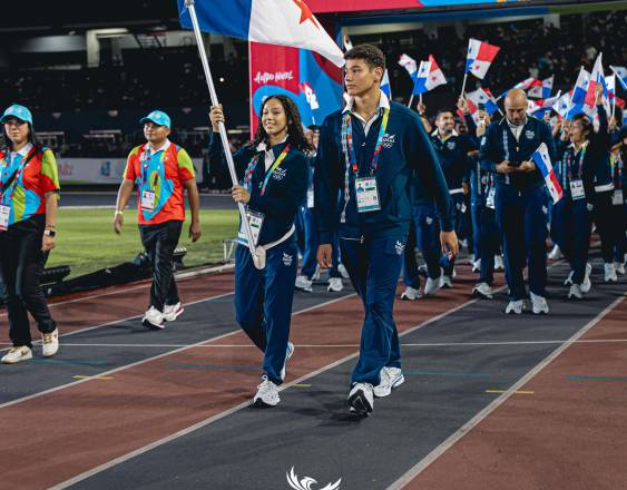 Cortesía COP | Parte del “Team Panamá” previo al acto de apertura de los juegos Suramericanos jr.