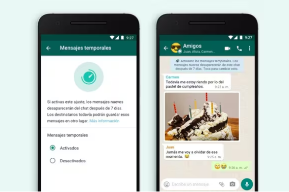 Función de mensajes de desaparecen en WhatsApp.