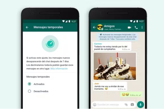 Función de mensajes de desaparecen en WhatsApp.