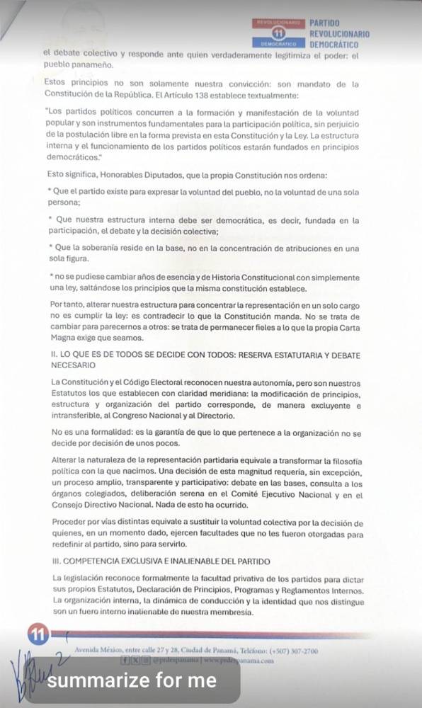 $!Balbina Herrera rechaza cambios que concentrarían la representación legal del PRD en la Presidencia del partido