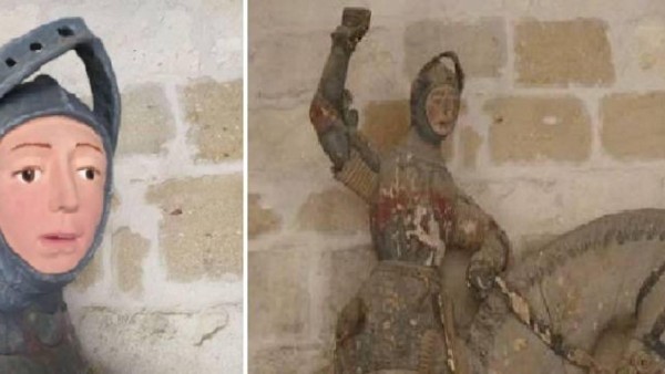 Corrigen una nueva restauración fatal en España, un San Jorge del s. XVI
