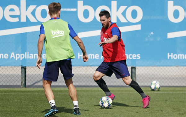 Messi vuelve a entrenar con el grupo a dos días de jugar contra el Borussia