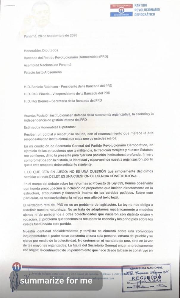 $!Balbina Herrera rechaza cambios que concentrarían la representación legal del PRD en la Presidencia del partido