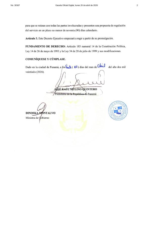 $!Mulino deroga decreto que regula plataformas de transporte y ordena crear mesa de trabajo