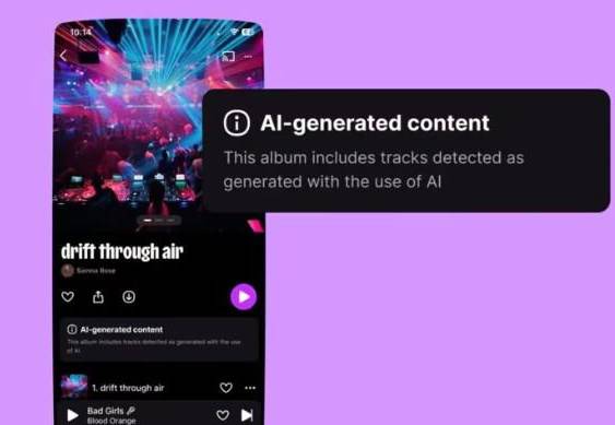 Etiqueta de música generada con IA en Deezer