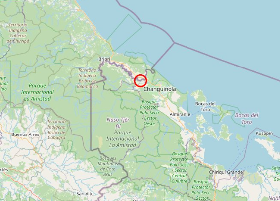 ML | Sismo localizado en región fronteriza Panamá-Costa Rica a 13km al noroeste de Changuinola.