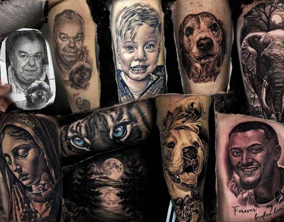 Parte de los tatuajes hiperrealistas que realiza.