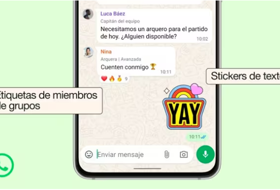 Whatsapp presenta las etiquetas de miembro y los stickers de texto.