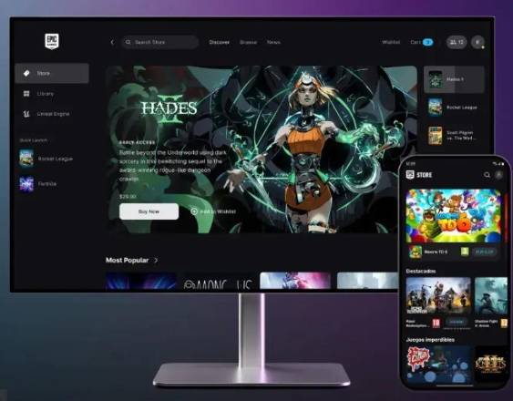 Portaltic/EP Recurso de la tienda Epic Games Store en ordenador y móvil.