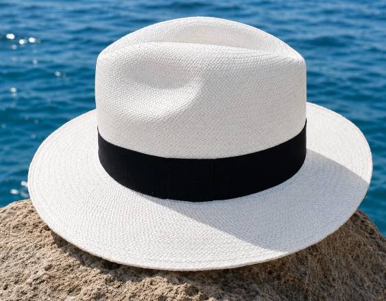 Foto de los autores | Un sombrero estilo Panamá Hat sobre una roca en el mar.