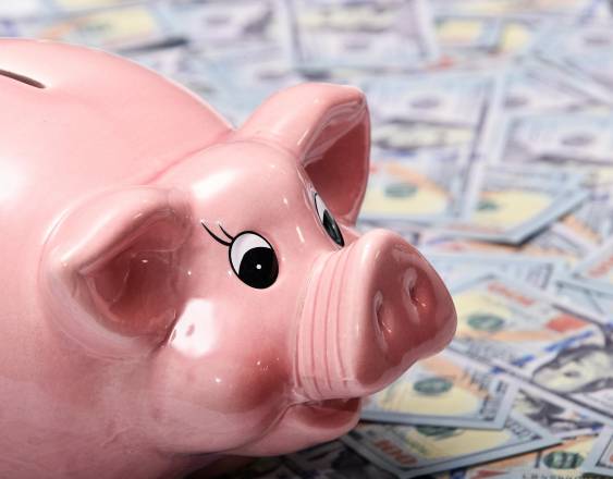 PEXELS | Una alcancía de un cerdito sobre billetes de B/.100.00.