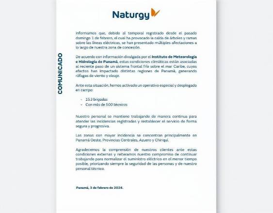 Comunicado Naturgy: Afectaciones por frente frío