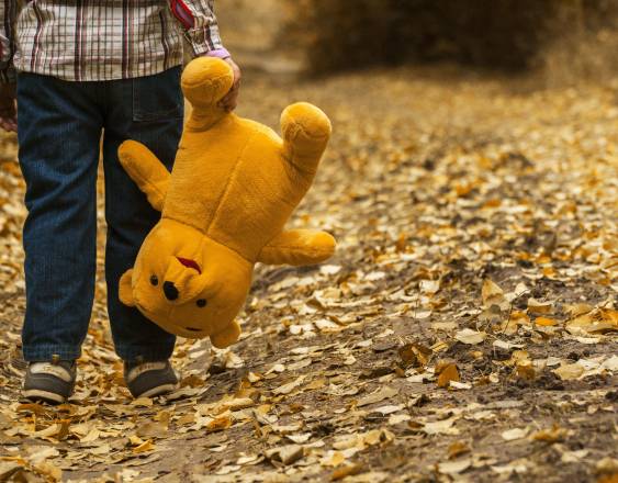 Pixabay | Una infante camina con su oso.