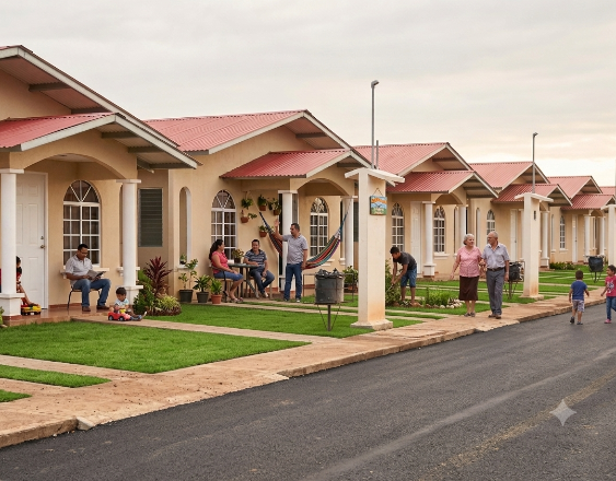 ML | Una fila de casas en una barriada.