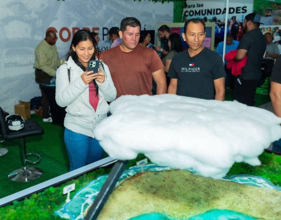 ML | Un grupo de personas observa la maqueta de la mina de cobre.