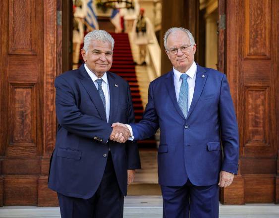 ML | El presidente José Raúl Mulino y su homólogo de la República Helénica, Konstantínos Tasoúlas.