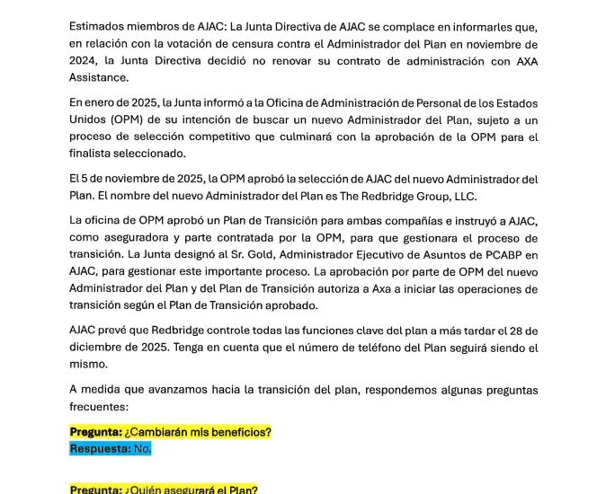 Los jubilados federales del Canal afectados por subida de seguros