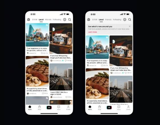 El 'feed' local de TikTok