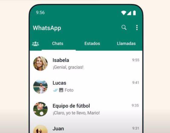 Interfaz de la aplicación de WhatsApp.