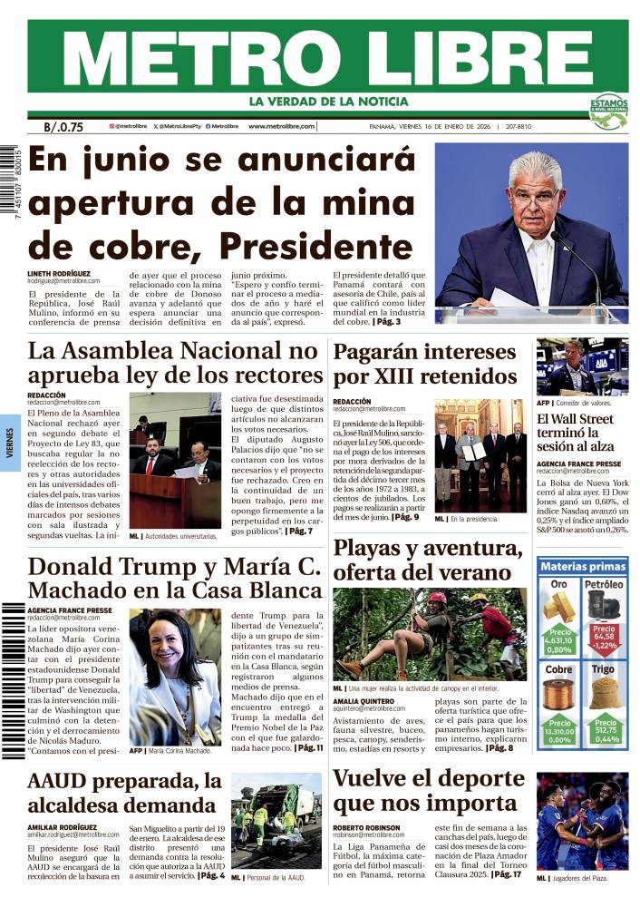 Portada del 16 de enero de 2026