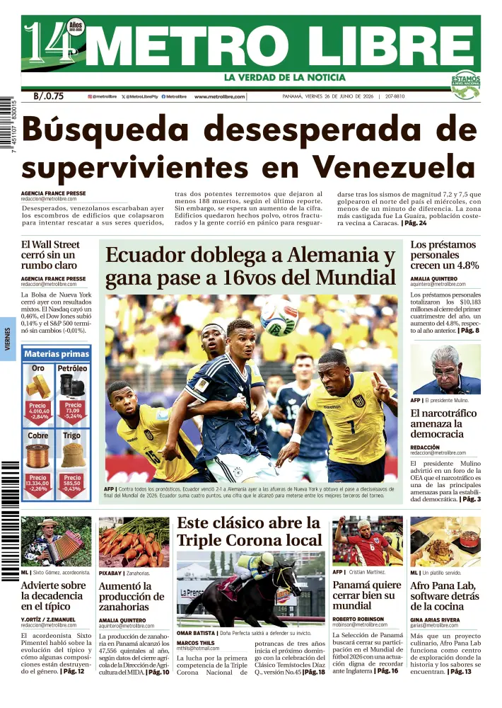 Portada del 26 de junio de 2026