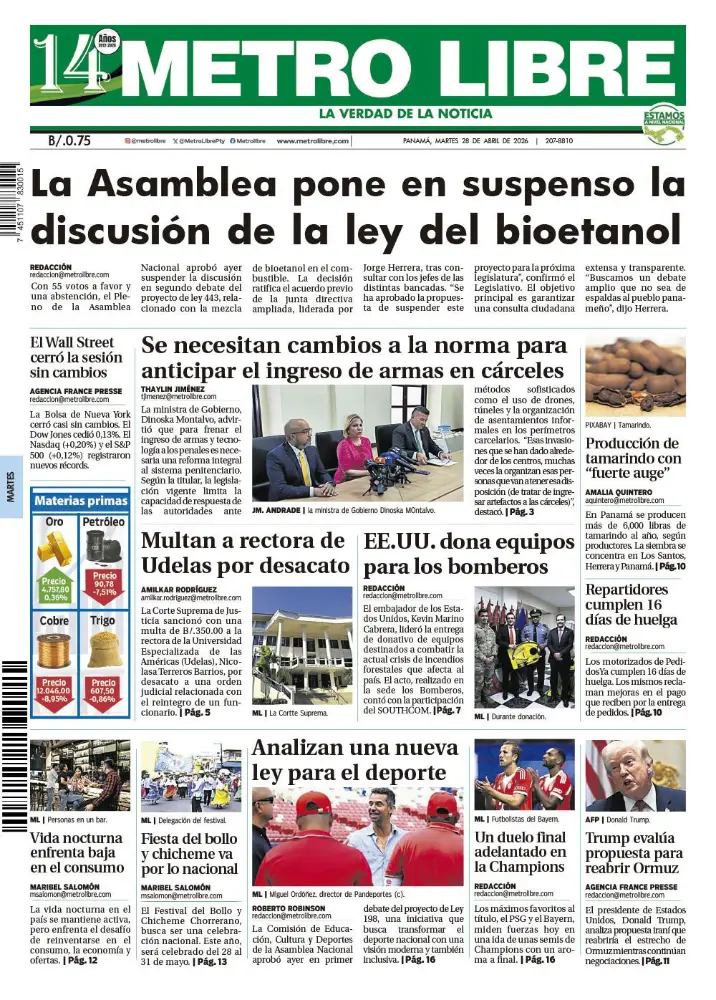 Portada del 28 de abril de 2026