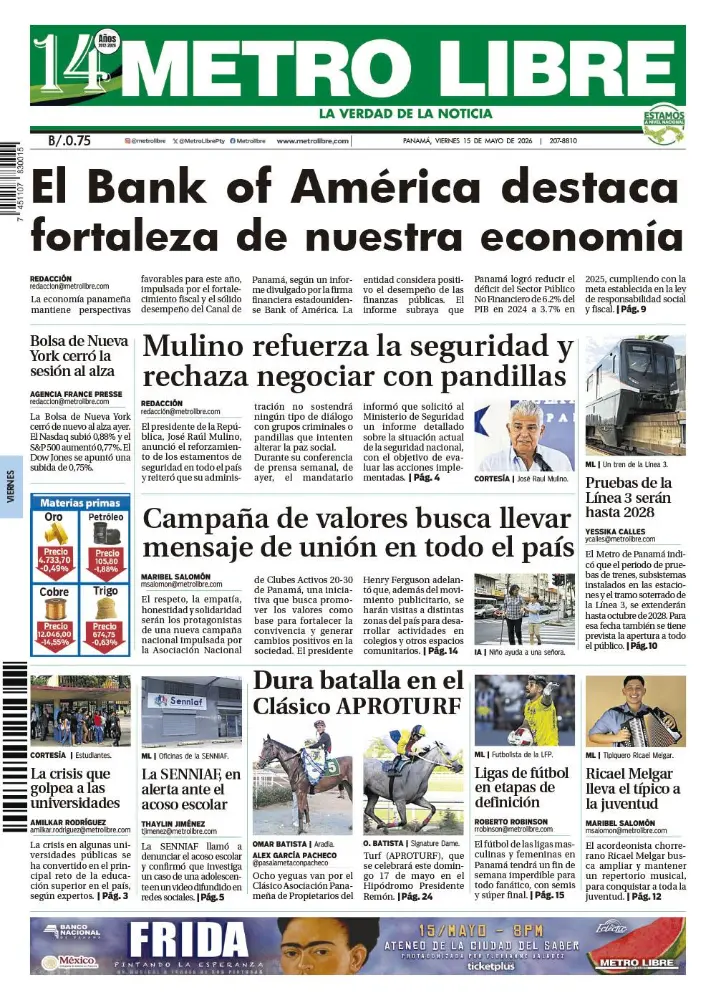 Portada del 15 de mayo de 2026