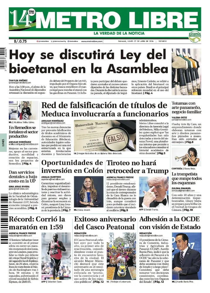 Portada del 27 de abril de 2026