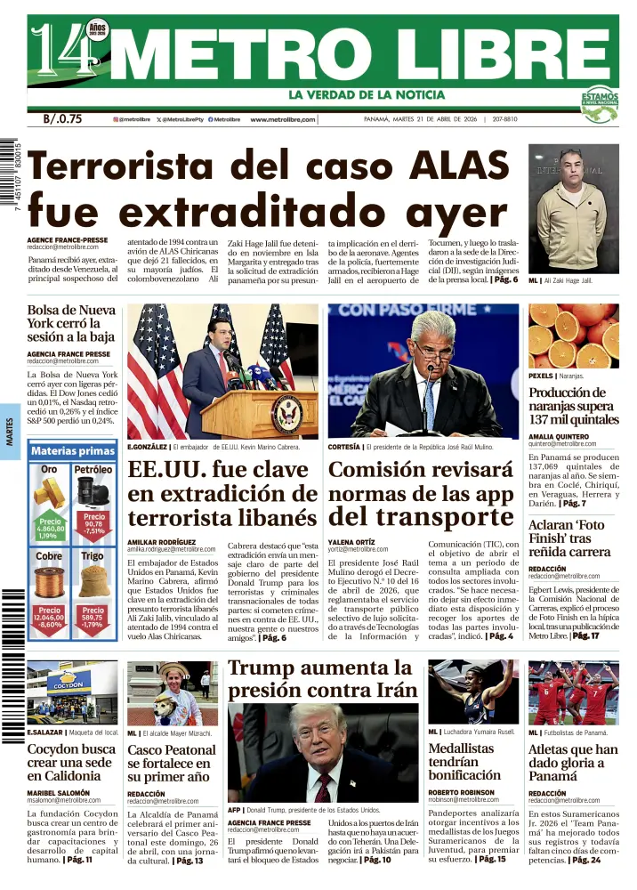 Portada del 21 de abril de 2026
