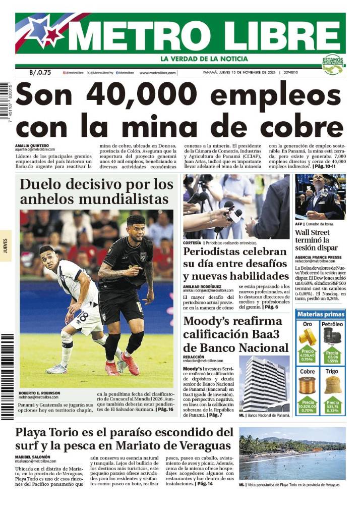 Portada del 13 de noviembre de 2025
