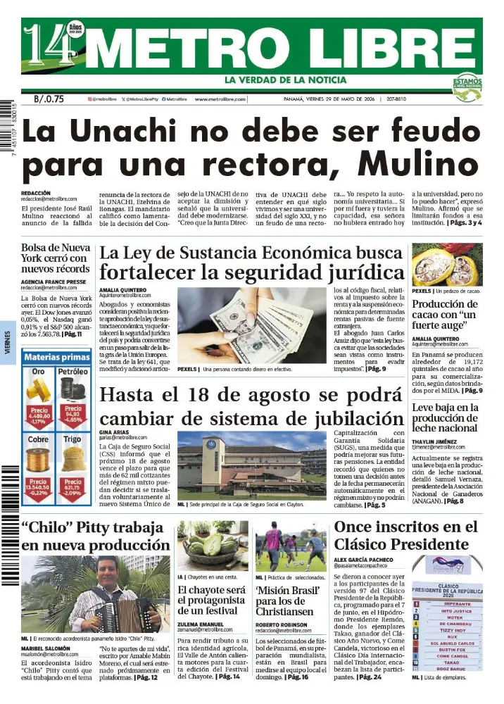 Portada del 29 de mayo de 2026
