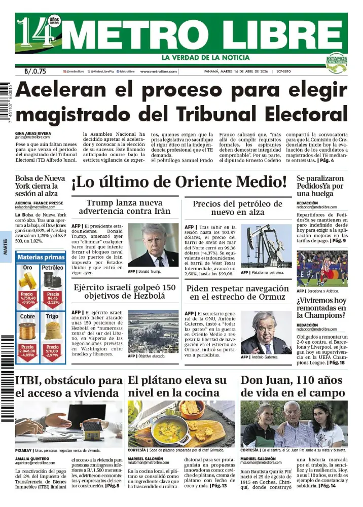 Portada del 14 de abril de 2026