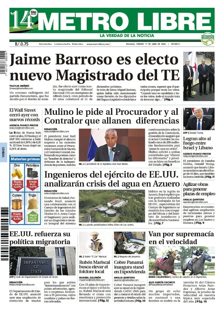 Portada del 17 de abril de 2026