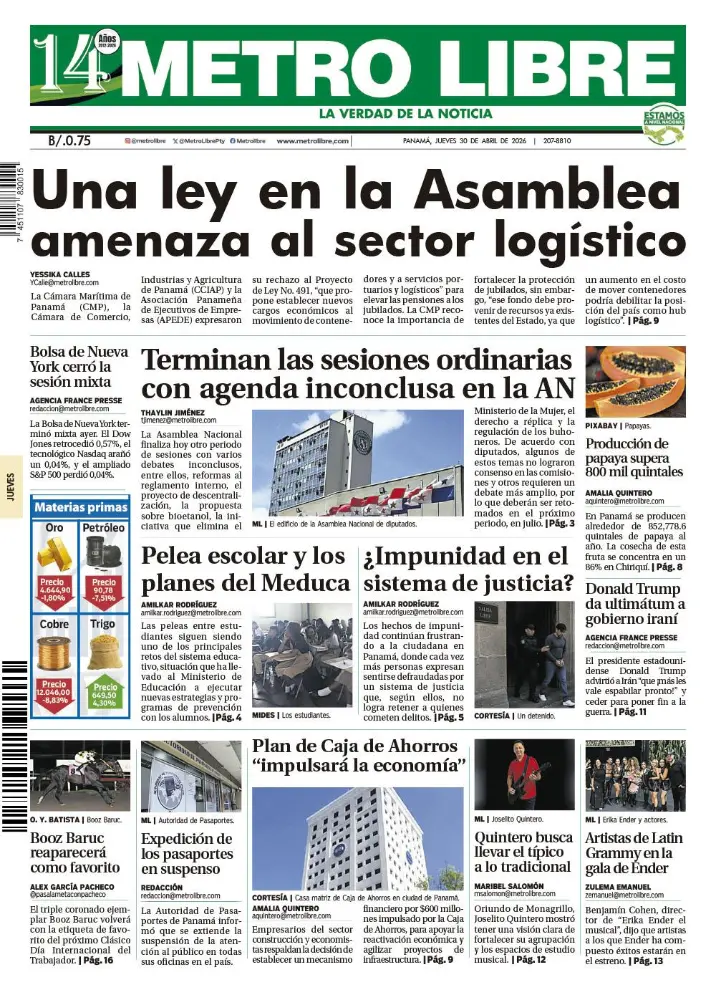 Portada del 30 de abril de 2026