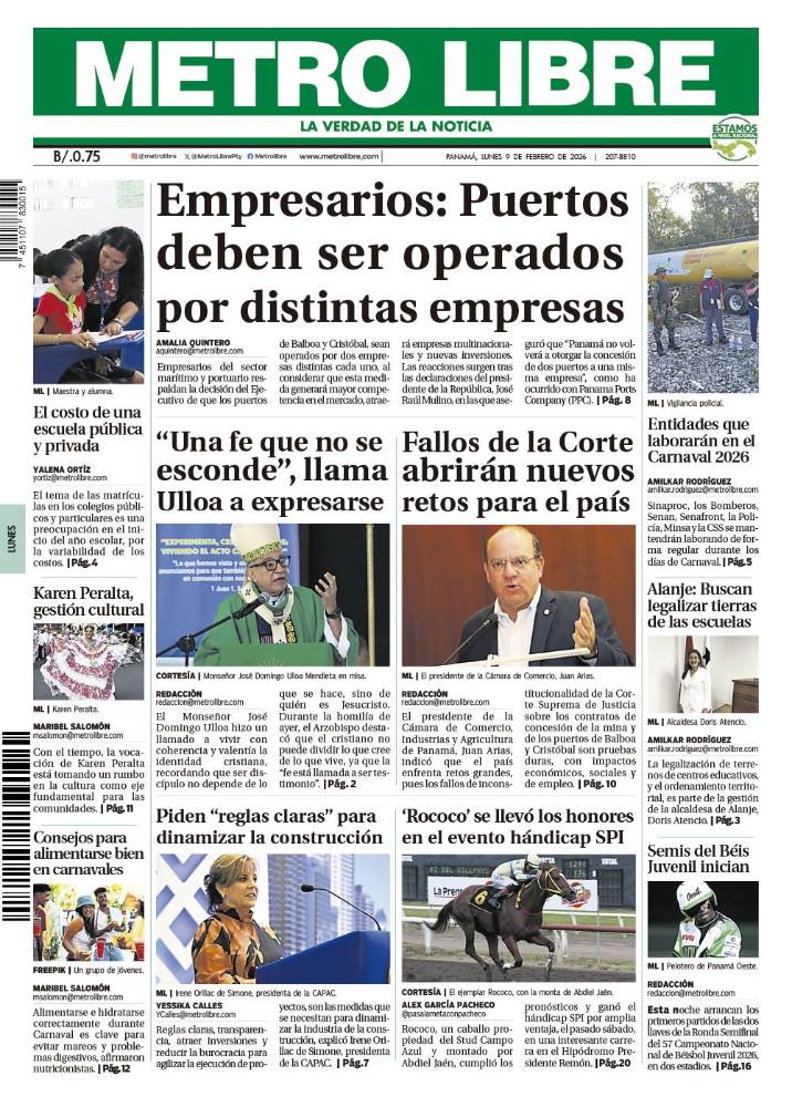 Portada del 9 de febrero de 2026