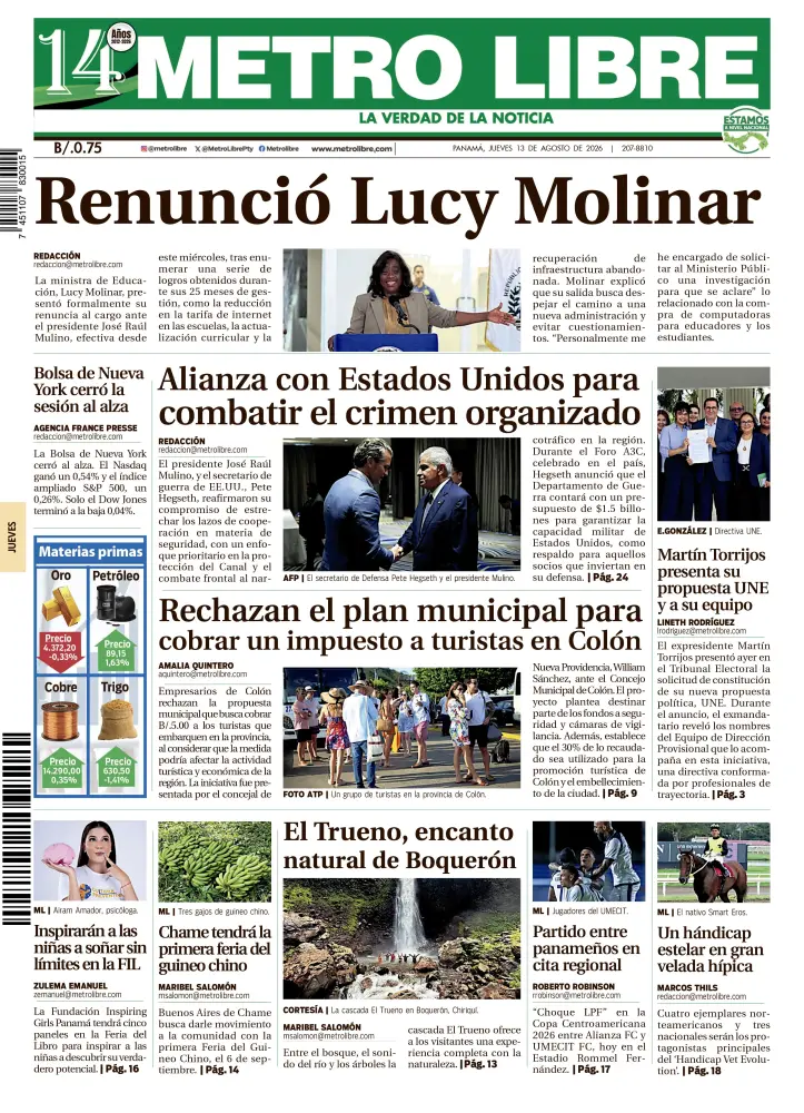 Portada del 13 de agosto de 2026