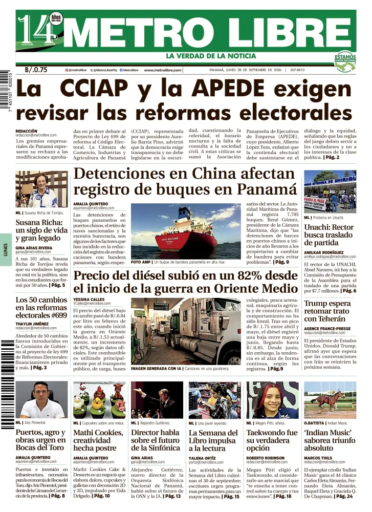 Portada del 28 de septiembre de 2026