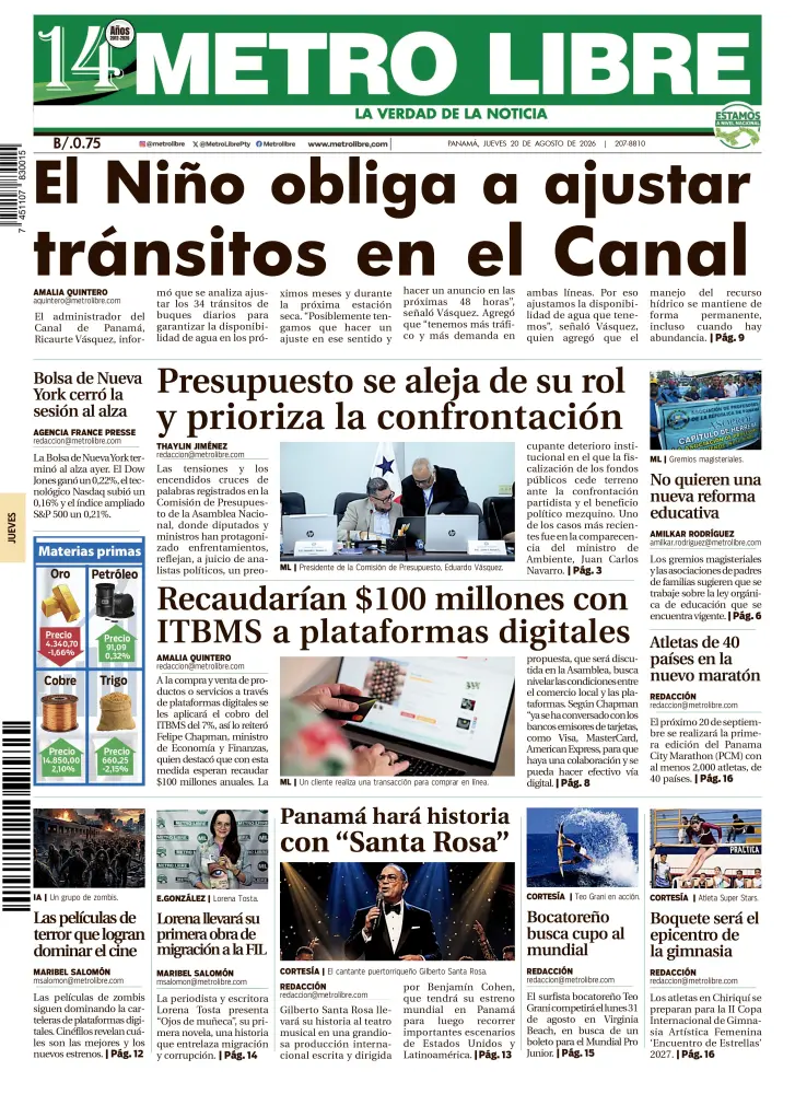 Portada del 20 de agosto de 2026