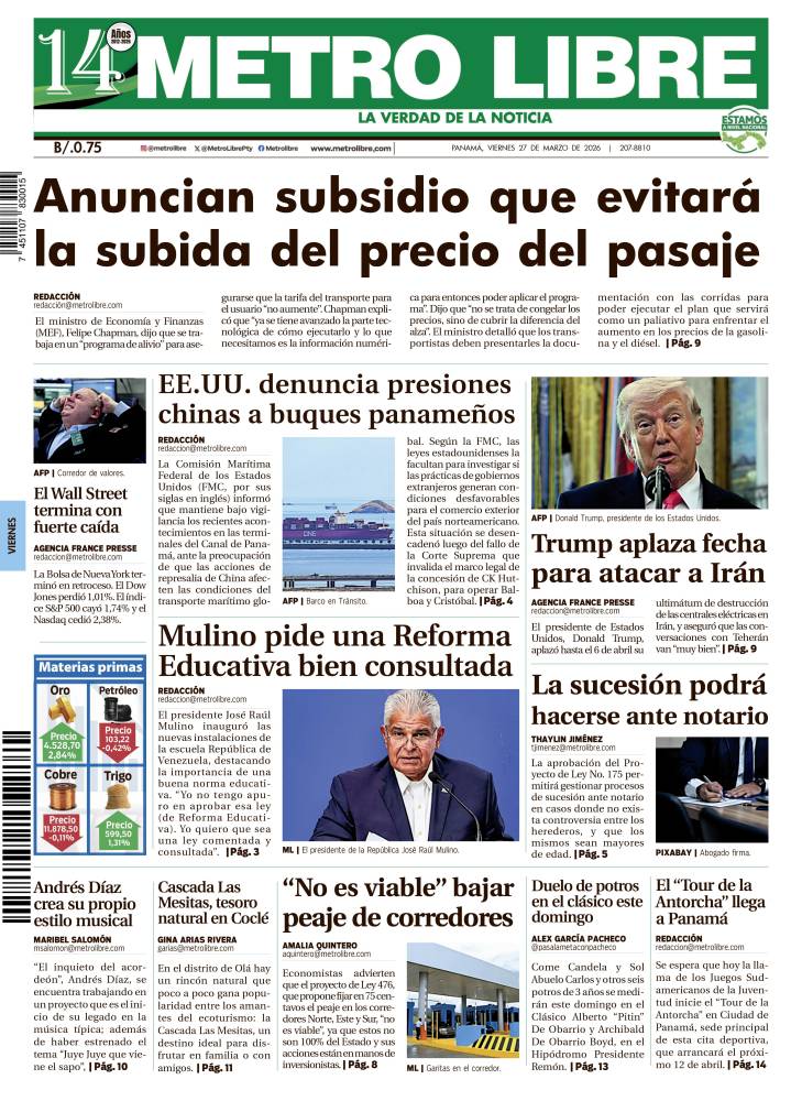 Portada del 27 de marzo de 2026