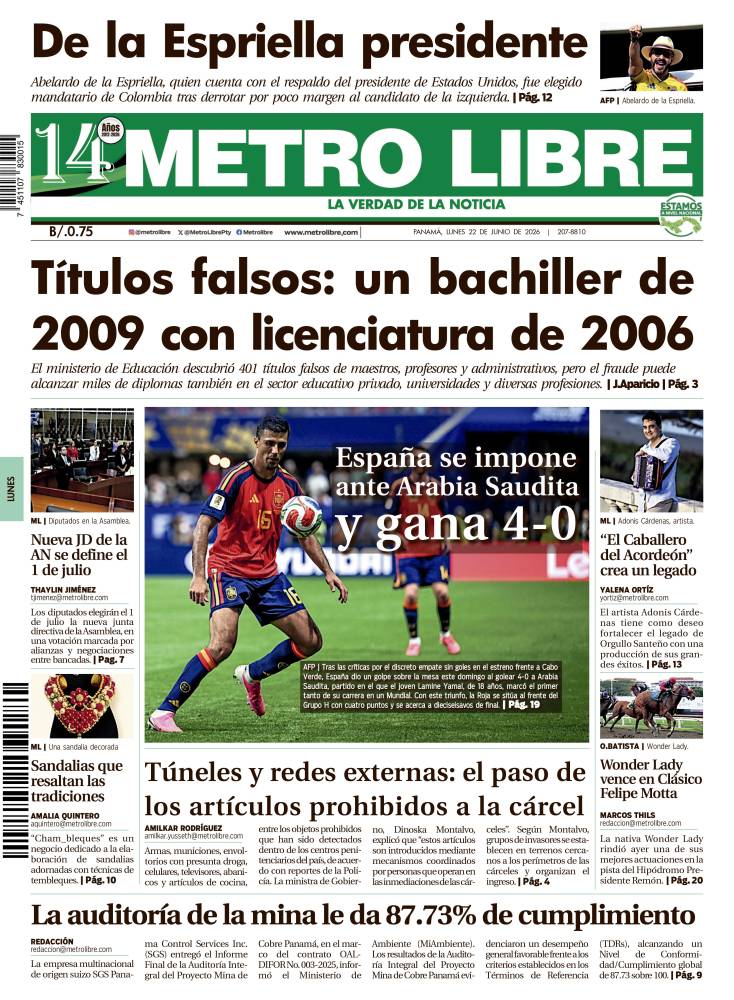 Portada del 22 de junio de 2026
