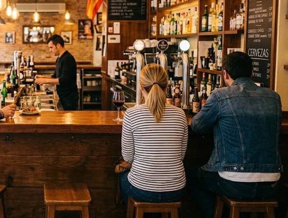 ML | Unas personas en un restaurante bar.
