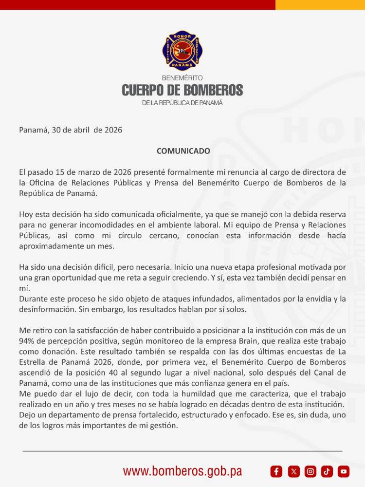 $!Susan Castillo confirma su renuncia a los Bomberos